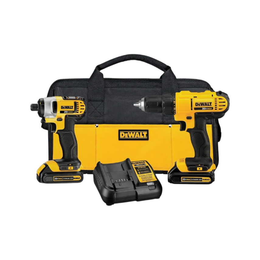 Kit de combo de perforación inalámbrico DEWALT de 20V MAX, 2-Herramientas, 120V